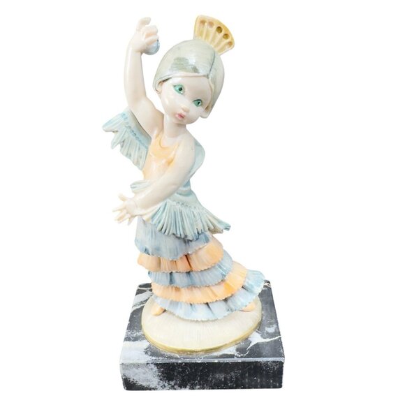 Simonelli Fontanini Carrara Marble Base Depose Italy Figurine Flamingo Dancer - Picture 1 of 9